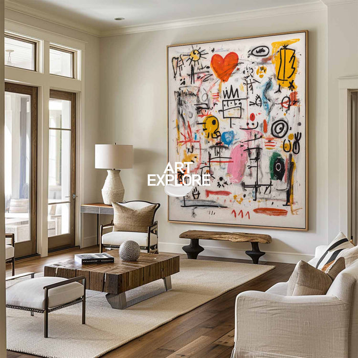 Handmade Textured Abstract Art, Large Vertical Love Graffiti Oil Painting for Sale ArtExplore