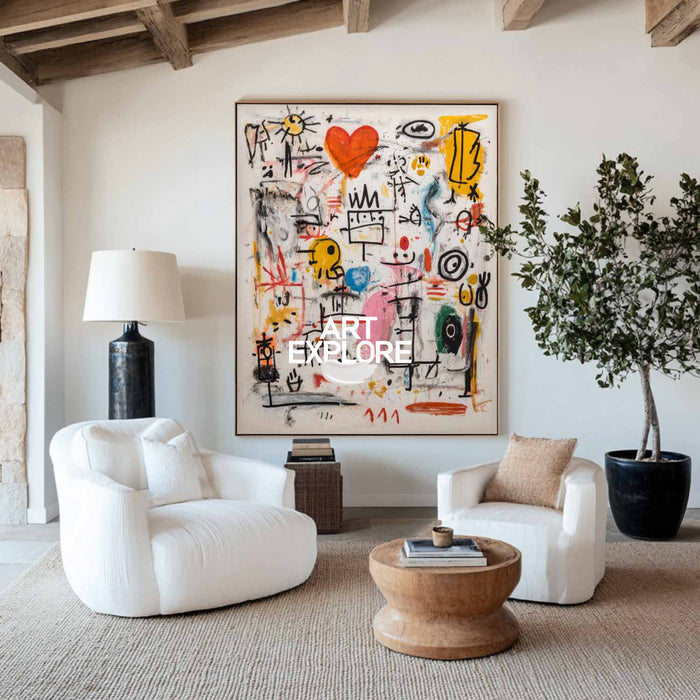Colorful Childhood Innocence Modern Art, Large Minimalist Texture Oil Painting ArtExplore