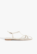 Lowen Leather Flat Sandal 5 Sugar White Leather - Schutz Shoes