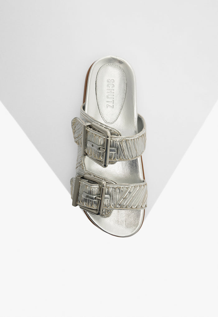 Lupita Buckle Sporty Metallic Sandal - Schutz Shoes