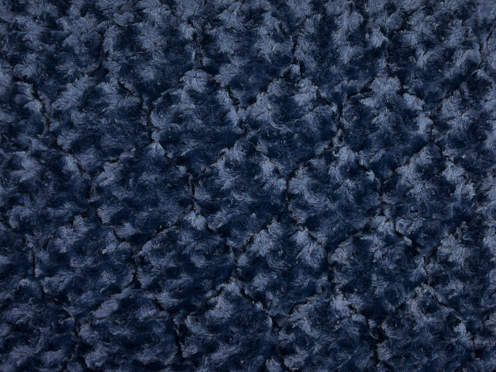 Navy blue luxury dog bed with solid rose twists and minky dots by fms dog beds, plush and comfortable for small pets.