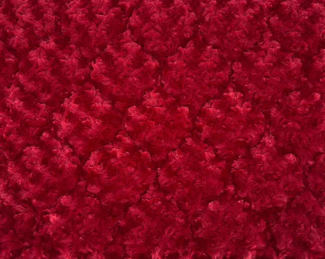 Red luxury dog bed from fms dog beds with rose twist and minky dot fabric, plush and cozy for small or medium pets.