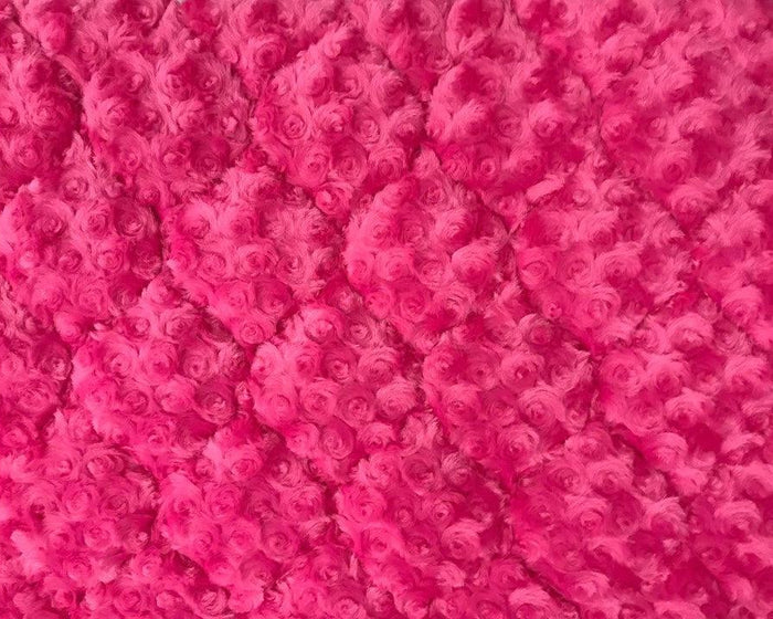 Pink luxury dog bed by fms dog beds featuring solid rose twists and soft minky dots for comfort and style.