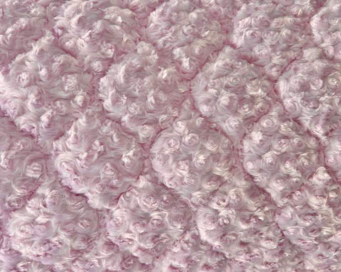 Baby pink luxury Minky dog bed by fms dog beds with solid rose twists and Minky dots, soft and cozy for pets.