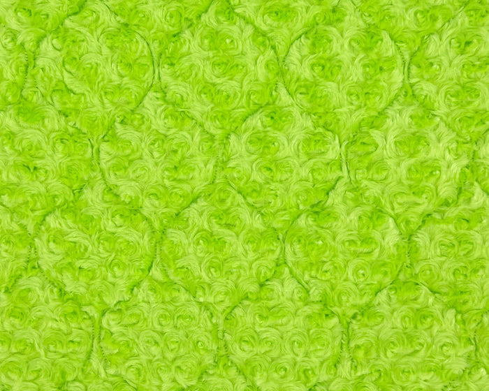 Lime green FMS Dog Bed with luxury minky rose twist and dot pattern, soft and cozy for small to medium dogs.