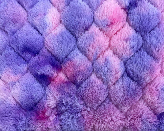 FMS Dog Beds donut-shaped replacement round bed in purple and pink tie-dye minky fabric, soft and cozy for small pets.