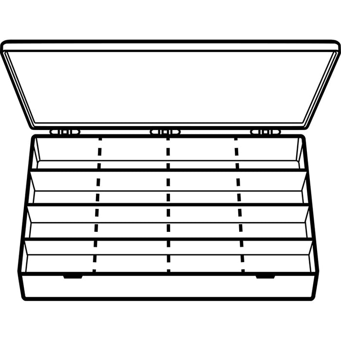 6713TF (M616R) M-Series Four Fixed Compartments with 12 Removable Dividers Box Open View