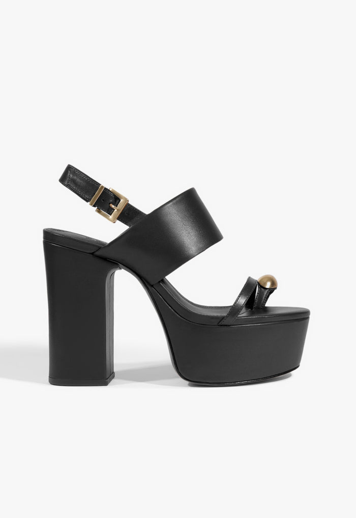 Mandy Platform Leather Sandal 5 Black Leather - Schutz Shoes