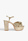 Marbella Leather Platform Sandal 5 Platinum Metallic Synthetic - Schutz Shoes