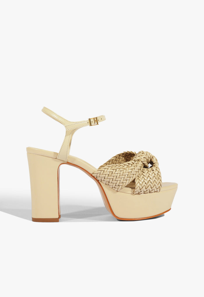 Marbella Leather Platform Sandal 5 Egg Shell Synthetic - Schutz Shoes