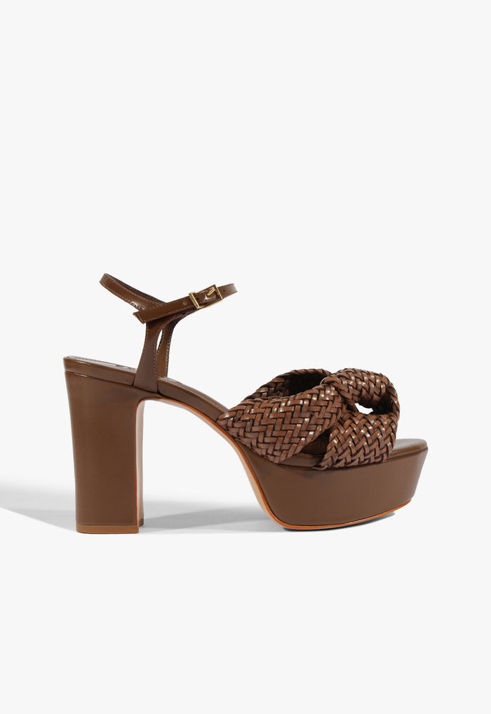Marbella Leather Platform Sandal 5 Desert Brown Synthetic - Schutz Shoes