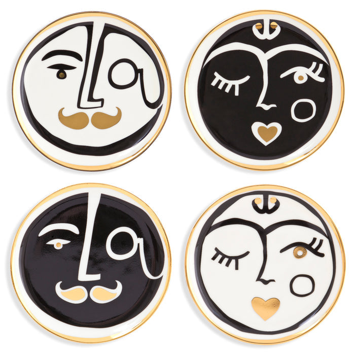 marseilles coasters porcelain black white gold - view 1