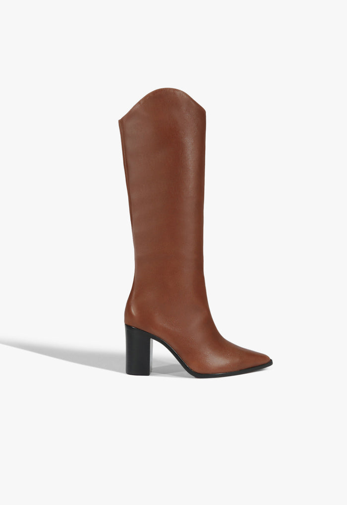 Maryana Block Leather Boot 5 Truffle Brown Leather - Schutz Shoes