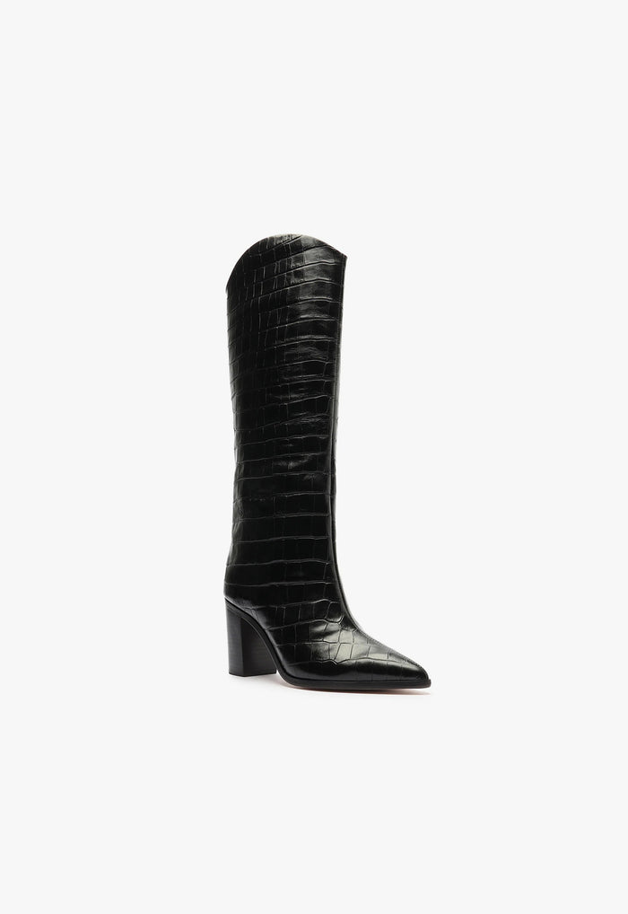 Maryana Block Wide Crocodile Boot - Schutz Shoes