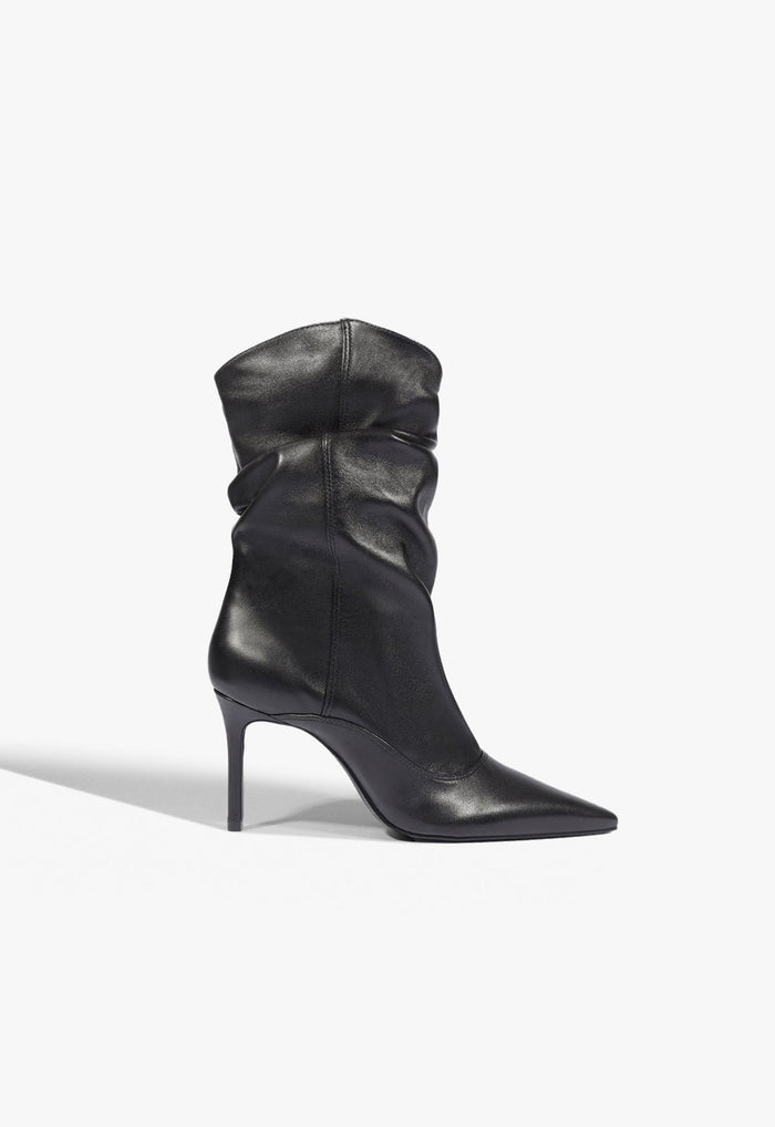 Maryana Slouch Leather Bootie 5 Black Leather - Schutz Shoes