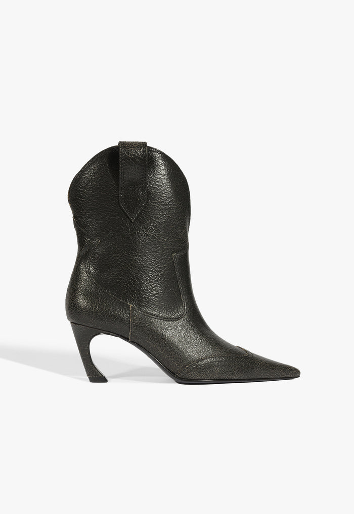 Maryann Curve West Leather Bootie 5 Black Leather - Schutz Shoes