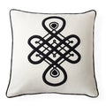 maxime emblem pillow linen white embroidery black - front view
