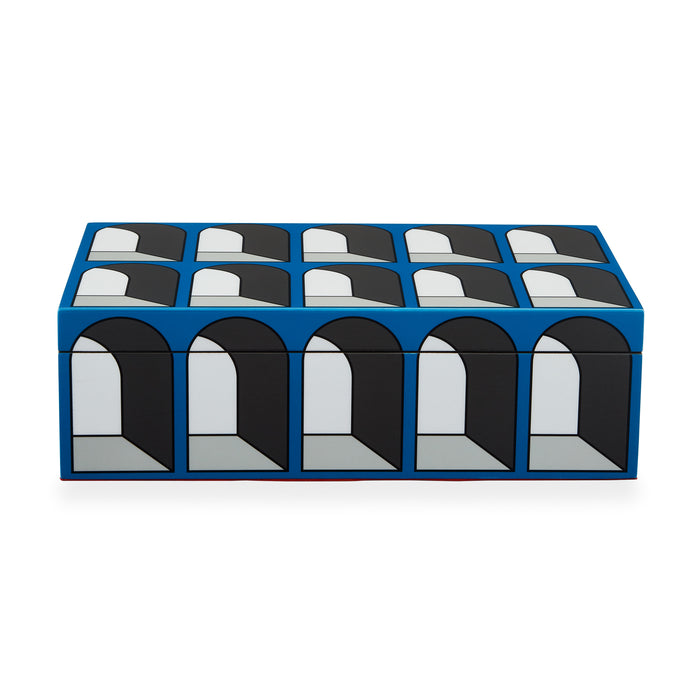 medium arcade lacquer box blue - front view