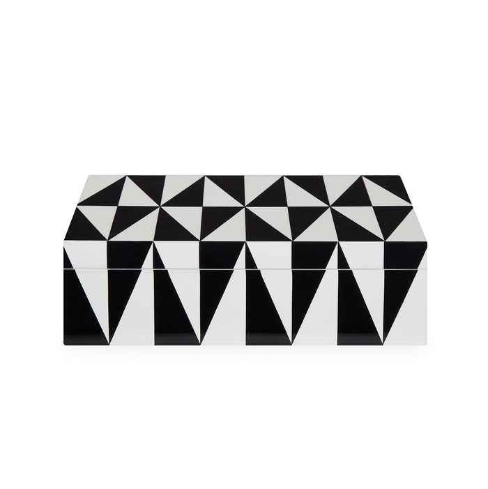 op art lacquer box medium black white - front view