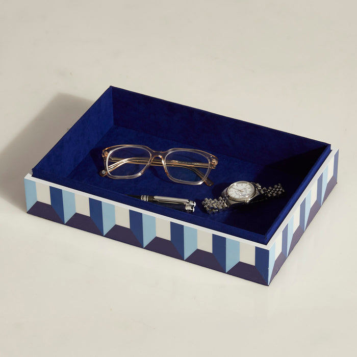 sorrento lacquer box open with glasses watch pen - styled view