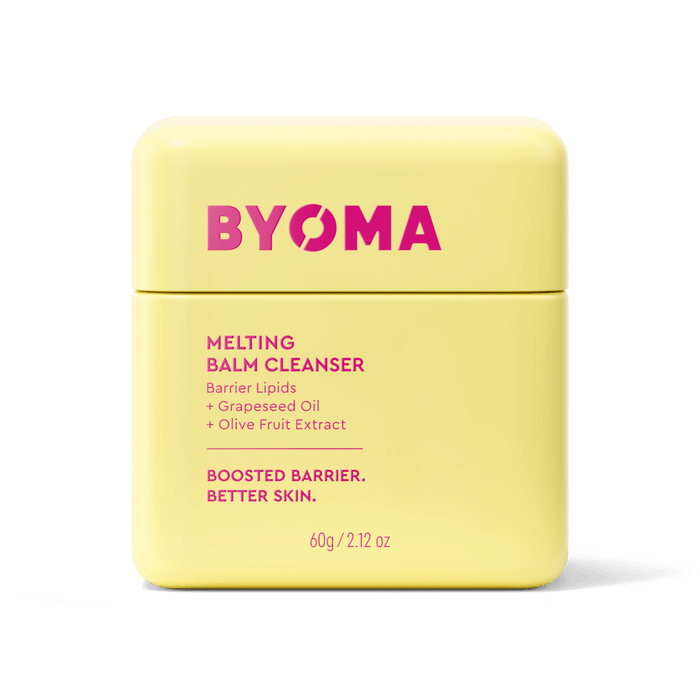 Yellow tub of BYOMA melting balm cleanser.