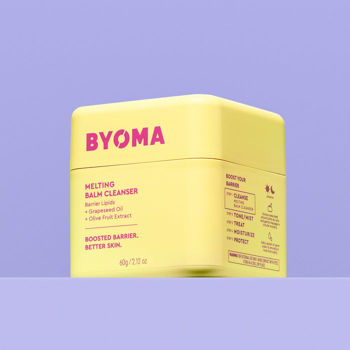 Side view of BYOMA melting balm cleanser tub.