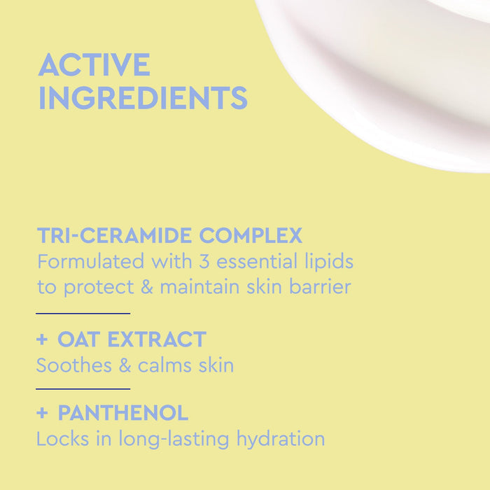BYOMA Milky Moisture Cleanser label listing active ingredients, on a yellow background.
