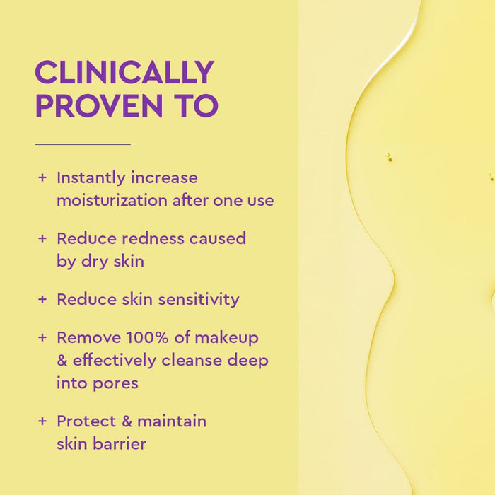 Product advertisement with text on a yellow background