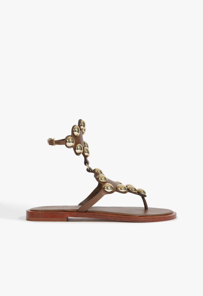 Mist Brown Leather Flat Sandal 5 Pecan Brown Leather - Schutz Shoes
