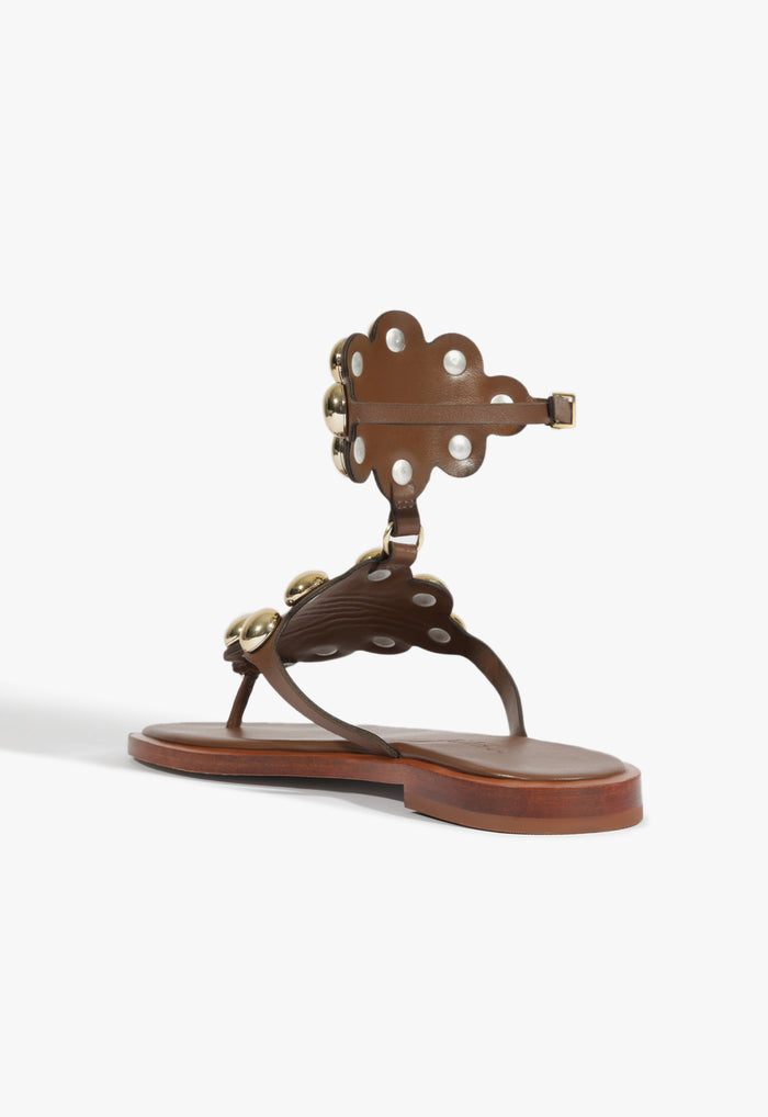 Mist Brown Leather Flat Sandal - Schutz Shoes