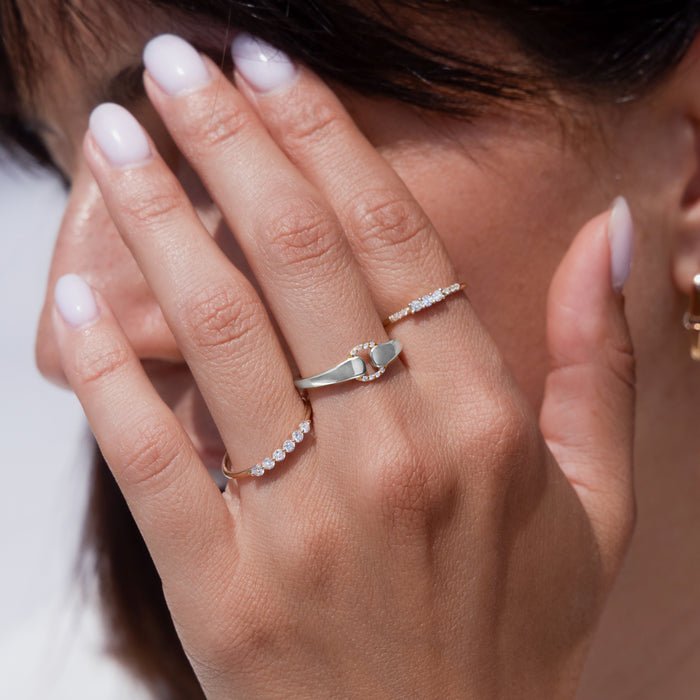 Mixed Metal Diamond Buckle Ring