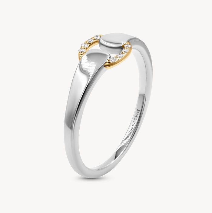Mixed Metal Diamond Buckle Ring