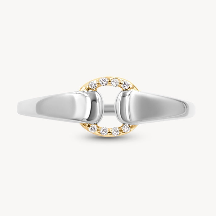 Mixed Metal Diamond Buckle Ring