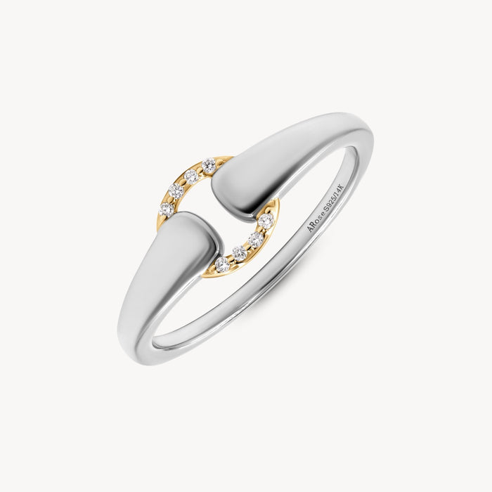Mixed Metal Diamond Buckle Ring