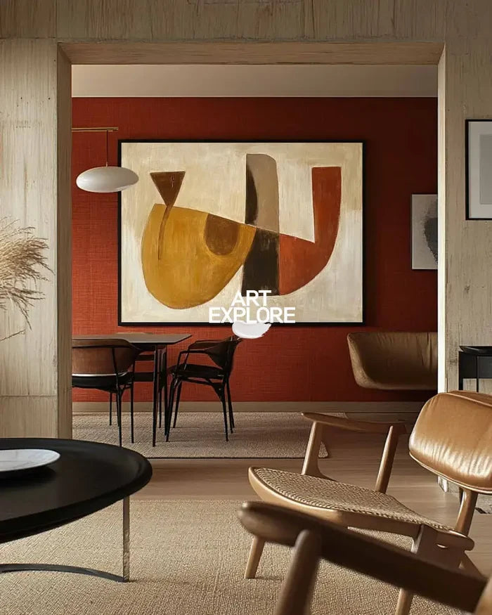 Wabi-sabi Brown Abstract Painting Minimalist Textured Art Large Horizontal Canvas Paintings For Sale