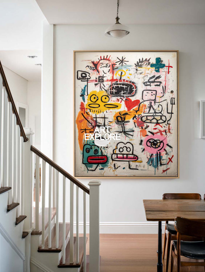 Large Minimalist Texture Oil Painting, Colorful Modern Graffiti Art ArtExplore