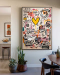 Handmade Textured Abstract Art, Large Vertical Graffiti Oil Painting ArtExplore