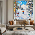 Skiing Canvas Painting Large Mountain Skiing Wall Art Modern Snow Art Large Painting For Livingroom
