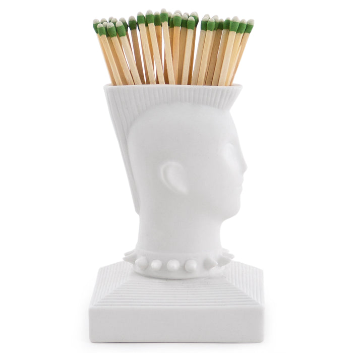 mohawk match strike porcelain white with matches - side view