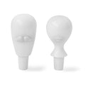 mr. and mrs. muse bottle stopper porcelain white - front view