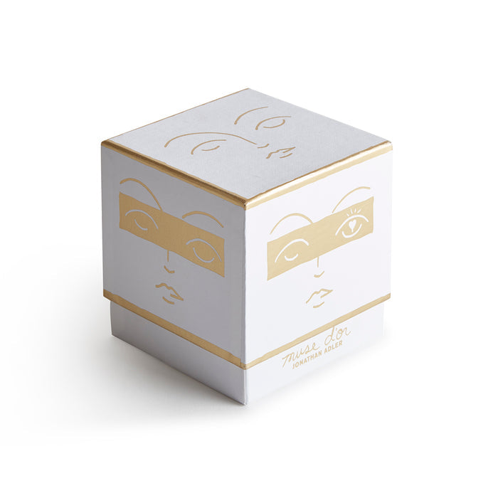 muse d'or ceramic candle box white gold - angle view