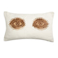 muse eyes throw pillow linen white glass beads gold - front view