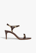 Nara Mid Leather Sandal 5 Root Brown Metallic - Schutz Shoes