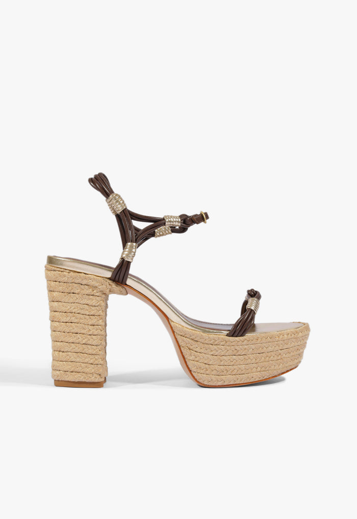 Nara Platform Sandal 5 Root Brown Leather - Schutz Shoes