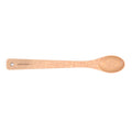 Light wood-tone spoon with long handle and 'epicurean' logo on handle.