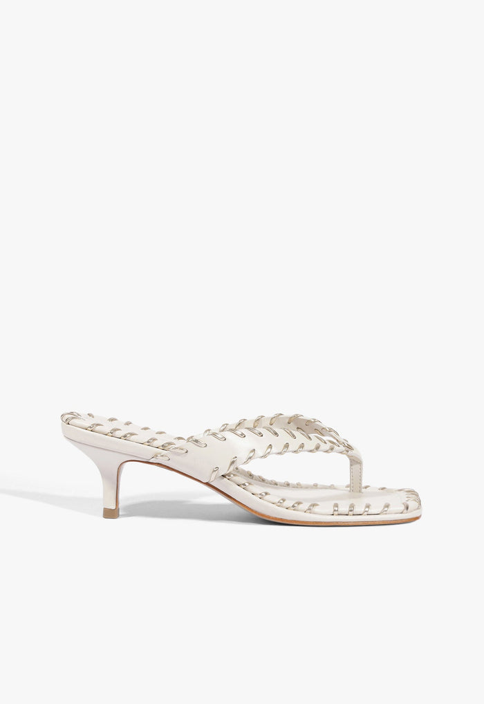 Nayra Leather Thong Sandal 5 Sugar White Leather - Schutz Shoes