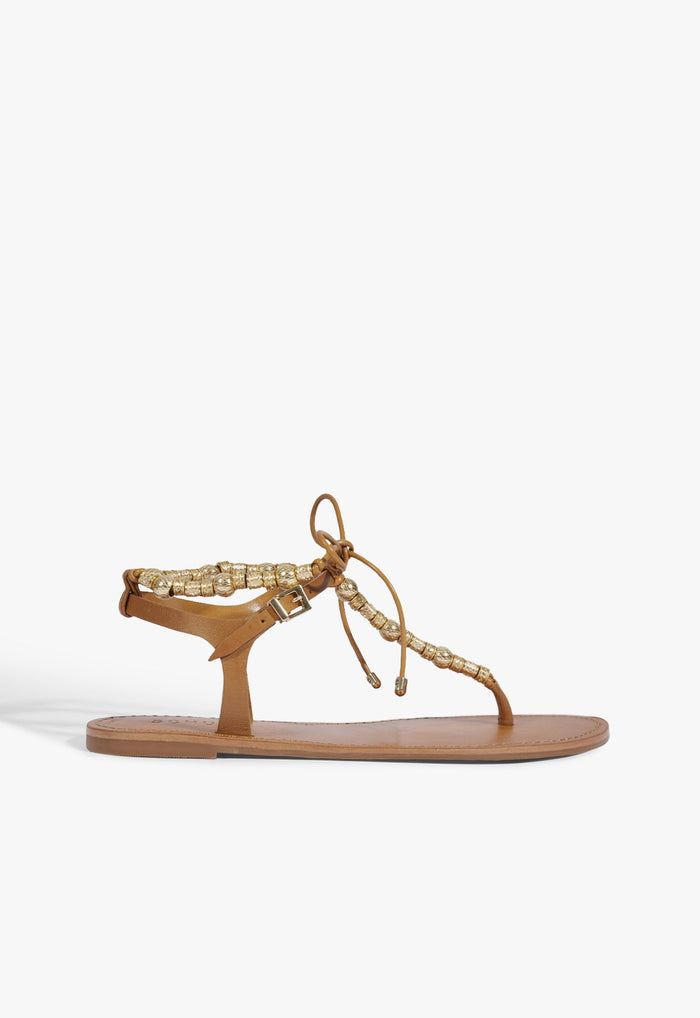 Nia Leather Flat Sandal 5 Burnet Honey Leather - Schutz Shoes
