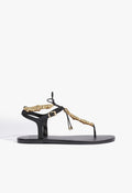 Nia Leather Flat Sandal 5 Black Leather - Schutz Shoes