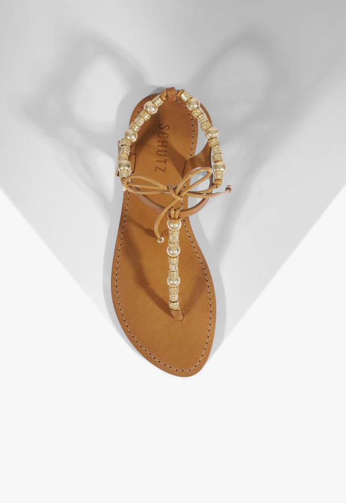 Nia Leather Flat Sandal - Schutz Shoes