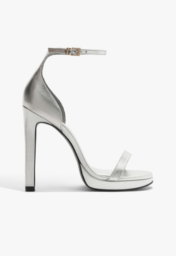 Nicole Leather Sandal 5 Silver Metallic - Schutz Shoes